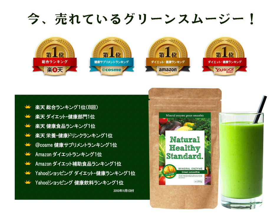 ミネラル酵素グリーンスムージーのランキング