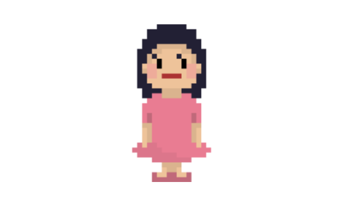 女性（2.5頭身）のドット絵イラスト