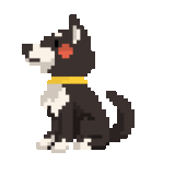 黒い犬 ドット絵イラスト フリー素材