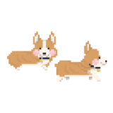 コーギー犬のドット絵イラスト フリー素材の照明 ドット絵イラスト フリー素材