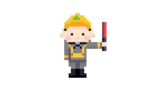 誘導棒を持った工事現場の人のドット絵イラスト フリー素材