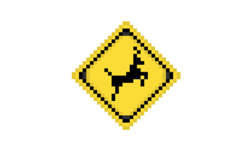 動物が飛び出すおそれあり（道路標識）のドット絵イラスト フリー素材