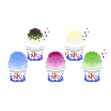 かき氷のドット絵イラスト フリー素材