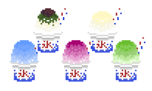 かき氷のドット絵イラスト フリー素材