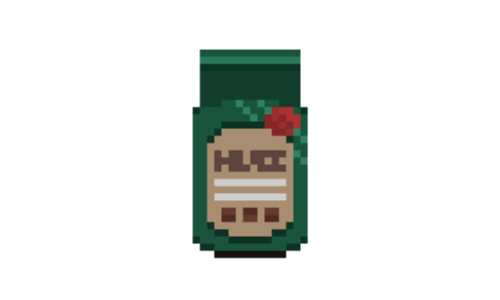 コーヒー豆（緑）のドット絵イラスト フリー素材