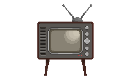 ブラウン管テレビのドット絵イラスト フリー素材