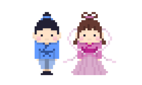 七夕の「織姫と彦星」ドット絵イラスト フリー素材