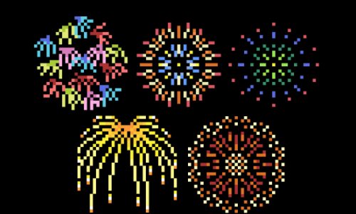 打ち上げ花火のドット絵イラスト フリー素材