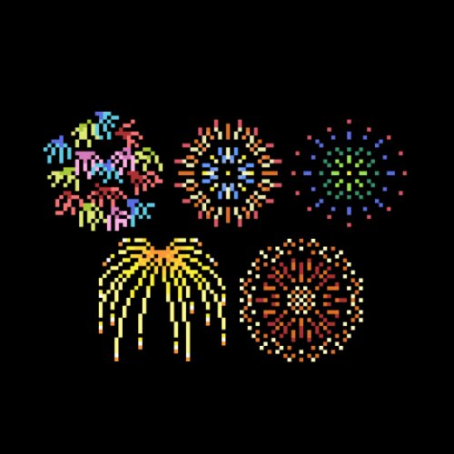 打ち上げ花火のドット絵イラスト フリー素材 シンプルなフリー素材 そざいのえん