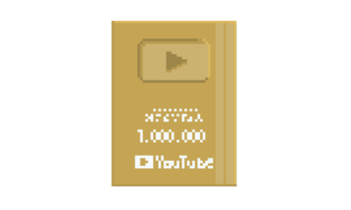 YouTube金の盾のドット絵イラスト フリー素材