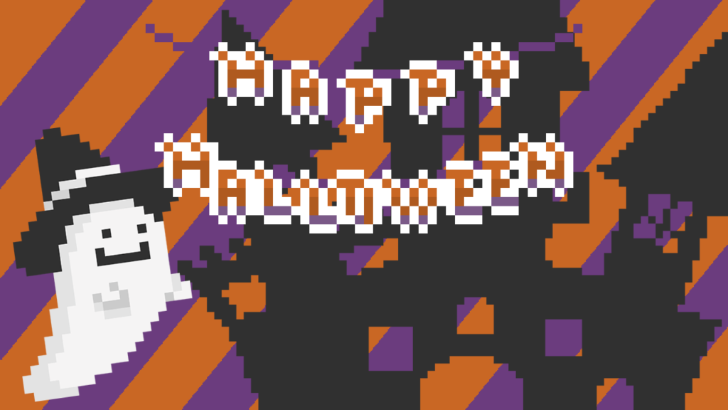 ハロウィン風ストライプの背景 ドット絵イラスト フリー素材