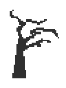 ハロウィン風「怪しげな木（シルエット）」ドット絵イラスト フリー素材