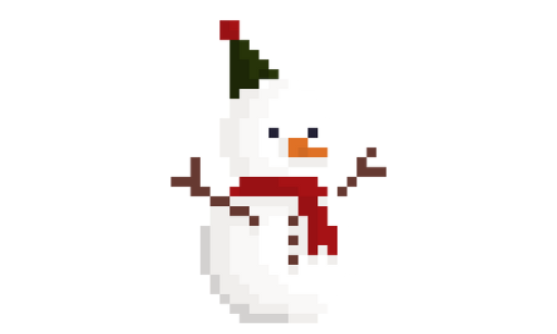 雪だるまのドット絵イラスト フリー素材