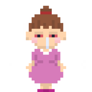 花粉症で鼻水が止まらない女の子のドット絵イラスト フリー素材