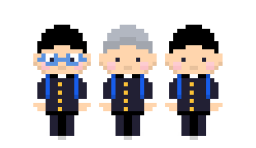 卒業旅行・遠足中の男子学生 ドット絵イラスト フリー素材