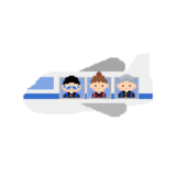 卒業旅行（飛行機旅行）のドット絵イラスト フリー素材