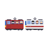 卒業旅行（電車旅行）のドット絵イラスト フリー素材