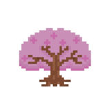 桜の木のドット絵イラスト フリー素材