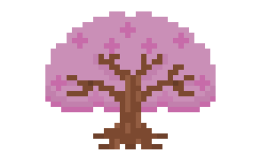 桜の木のドット絵イラスト フリー素材