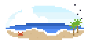 海岸（昼・夜）のドット絵イラスト フリー素材