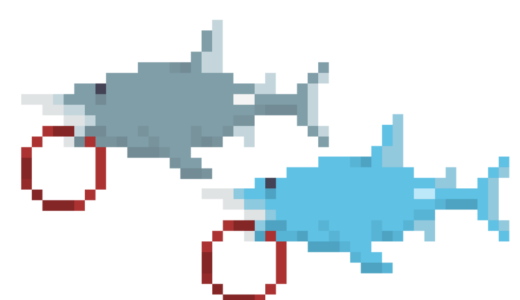 サメ釣りくじのドット絵イラスト フリー素材